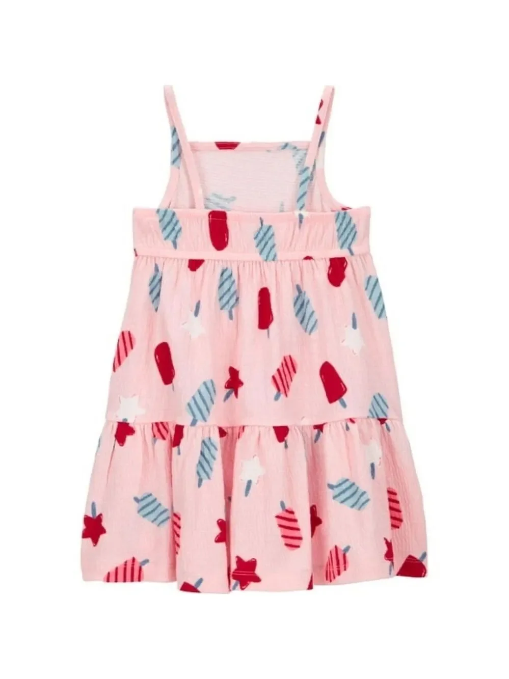 NWT Carter's Patriotic Pink Dress with Red and Blue Popsicle Print Size 12m
